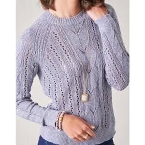 Spartina 449 Shelby Pullover Linen Blend Sweater Denim Blue Size XXL Coastal